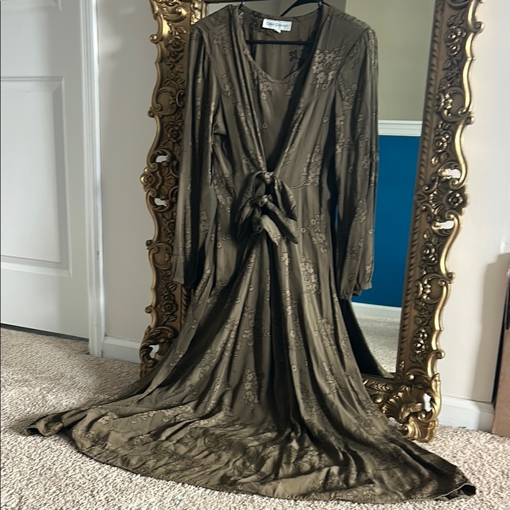 Vintage 90s Practical Magic Olive Green Maxi Dress